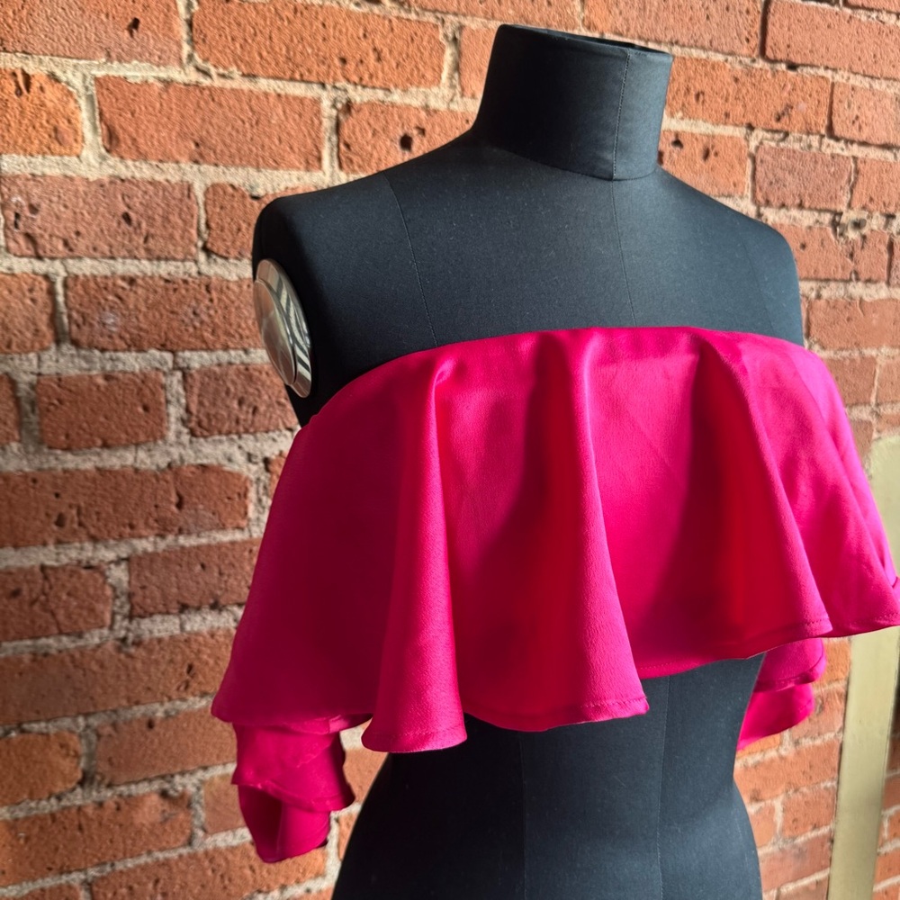 Forever 21 Pink Off-Shoulder Ruffle Blouse